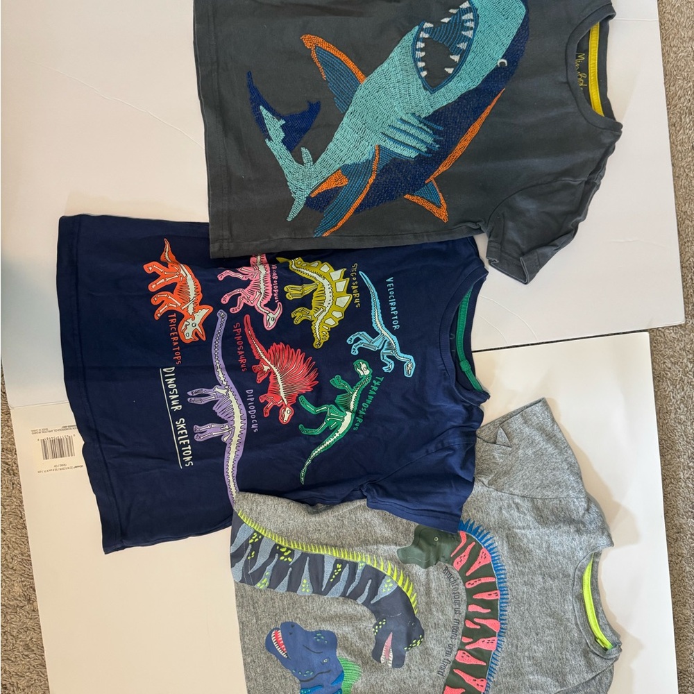 Mini Boden Kids Short Sleeve Tees - Shark and Dinosaur Designs